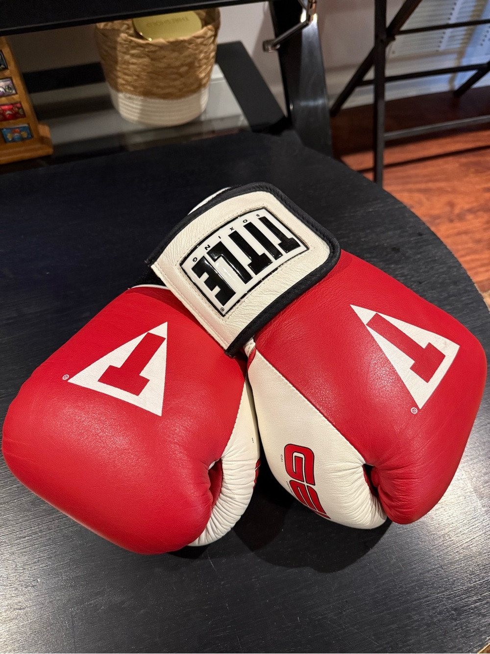 TITLE Boxing Red and White Training Gloves